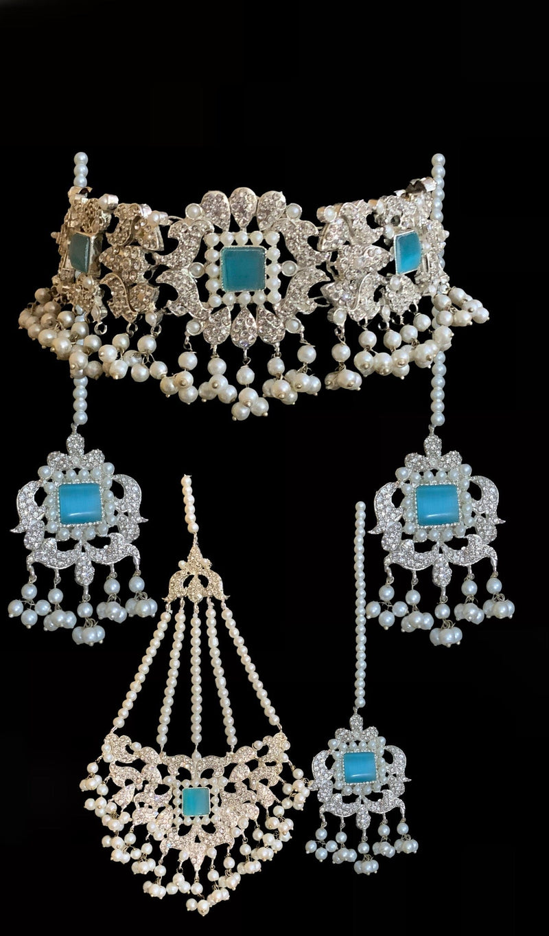 BR108 Anisa pakistani bridal set- Mint blue  (READY TO SHIP )