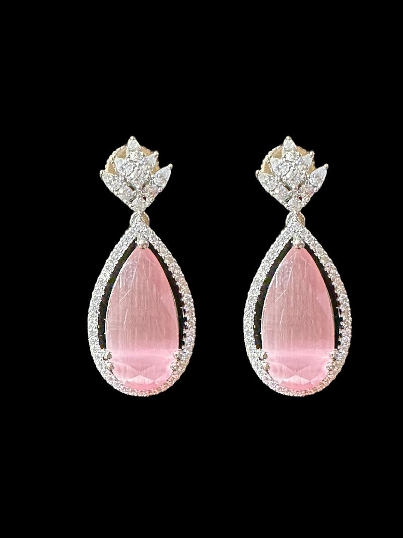 PS349  silver plated Cz pendant set- pink   (READY TO SHIP)