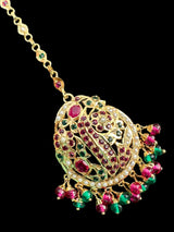 Gold plated silver tika in ruby emerald ( READY TO SHIP )