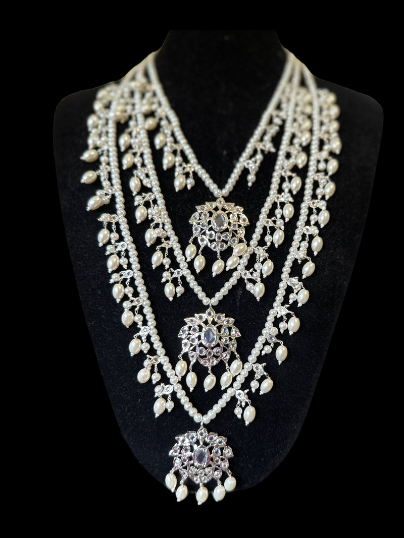 SAT76 Farmana three layer Hyderabadi  necklace with earrings ( READY TO SHIP )