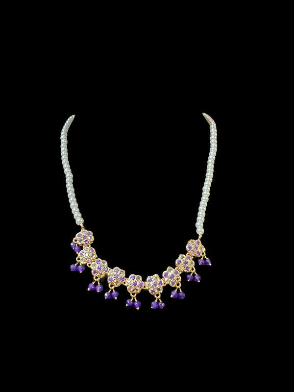 DNS32 purple / amethyst Cz necklace with earrings ( READY TO SHIP )