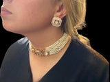 C252 mother of pearl choker with earrings ( READY TO SHIP )