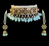 BR319 Insia hyderabadi bridal set in sea green beads ( READY TO SHIP )