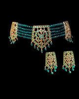 C268 Indu choker in green beads ( READY TO SHIP)