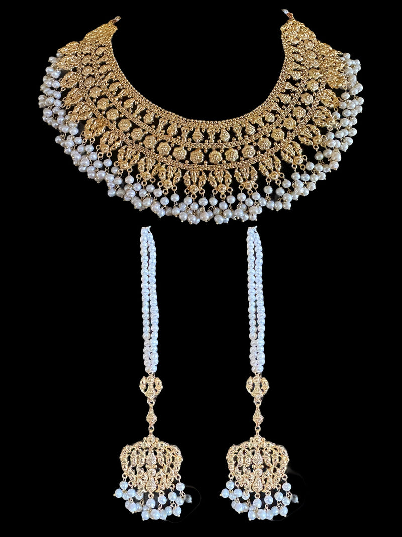 BR101 Bridal necklace set with jhoomar tika ( SHIPS IN 4  WEEKS  )