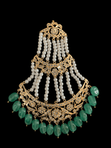 BR60 Insia Jadavi lacha bridal-set in light green beads  ( READY TO SHIP)