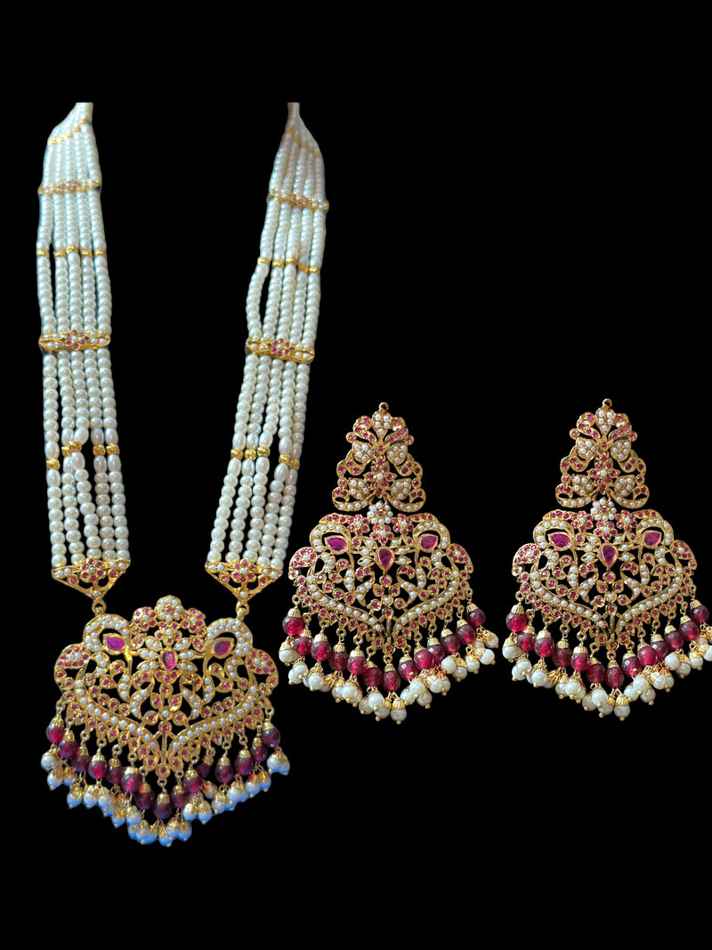 DLN19 Neeli rani haar with earrings in ruby  ( SHIPS IN 4 WEEKS )