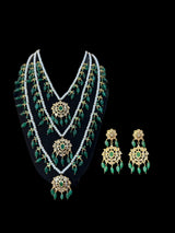 SAT78 Farmana three layer Hyderabadi  necklace with earrings ( READY TO SHIP )