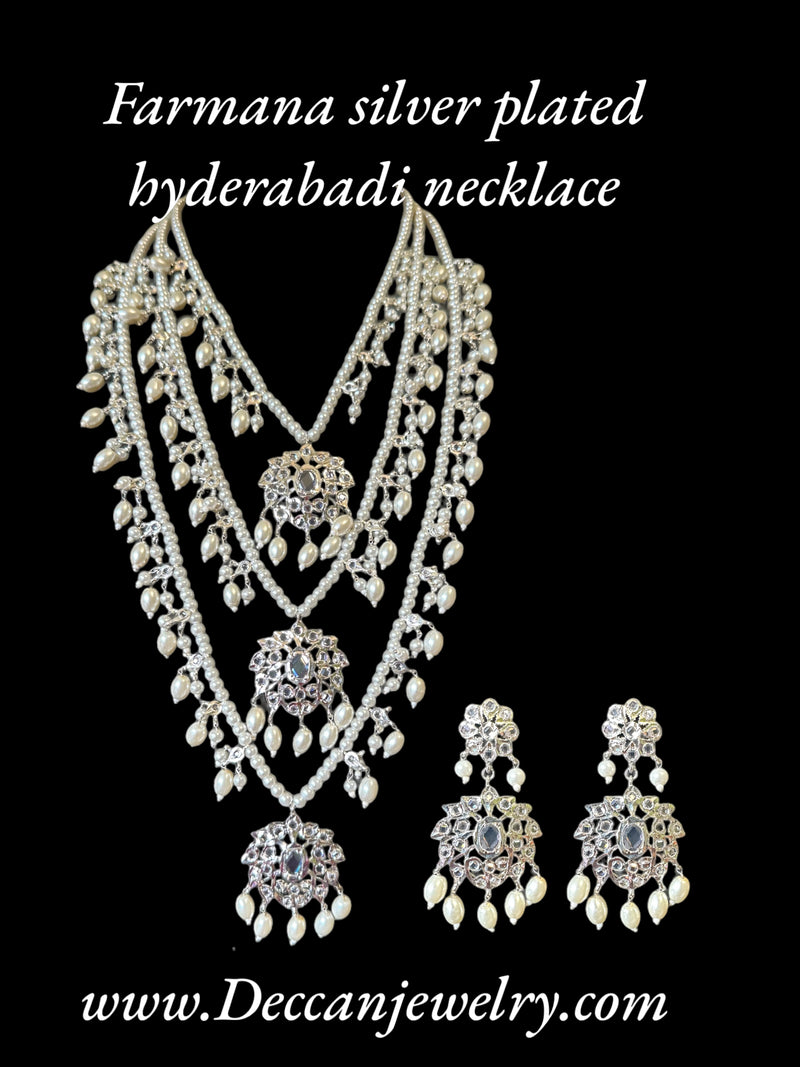 SAT76 Farmana three layer Hyderabadi  necklace with earrings ( READY TO SHIP )