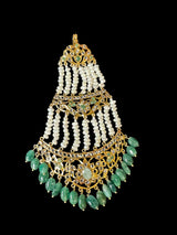 DJHR83 Hyderabadi jhoomar in fresh water pearls and emeralds ( SHIPS IN 4 WEEKS )