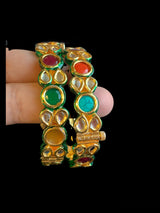 B177 Amelia kundan bangles in navratan ( READY TO SHIP )