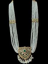 DLN17 Leah necklace in pearls and emerald  (SHIPS IN 4 WEEKS  )