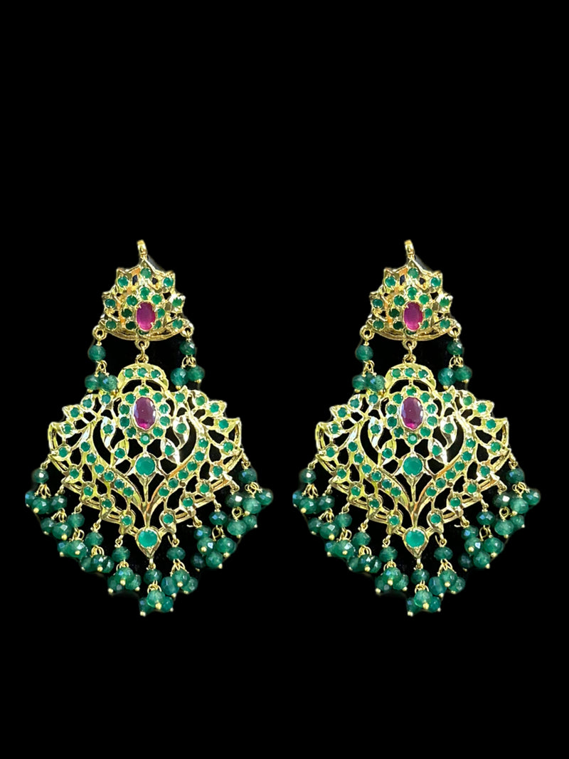 Ekta ruby emerald earrings tika (SHIPS IN 2 WEEKS  )