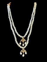 SAT84 Two layered fresh water pearl hyderabadi necklace set / satlada ( READY TO SHIP )