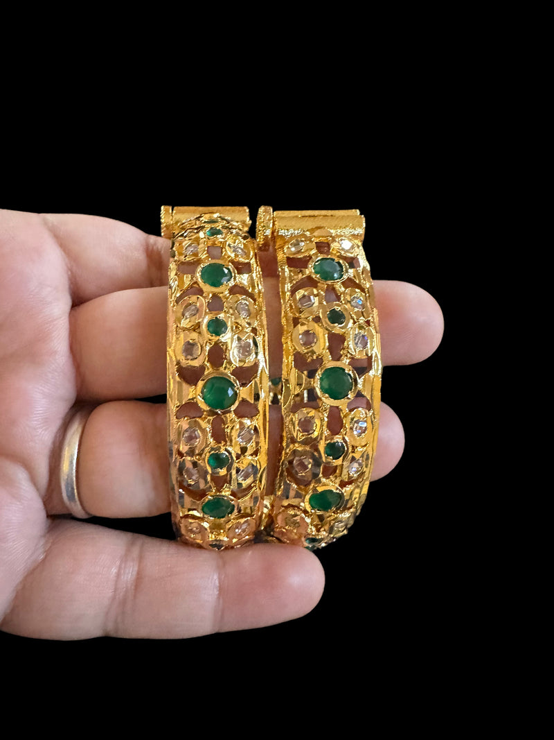 B148 Gold plated bangles - green  ( READY TO SHIP)