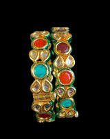 B177 Amelia kundan bangles in navratan ( READY TO SHIP )