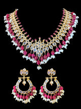 NS520 AMIRA hyderabadi necklace with earrings - Ruby ( READY TO SHIP)