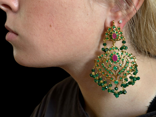 DER391 Ekta ruby emerald earrings ( SHIPS IN 2 WEEKS   )