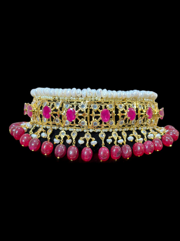 C265 Insia Hyderabadi jadavi lacha with karanphool in fresh water pearls ( READY TO SHIP )