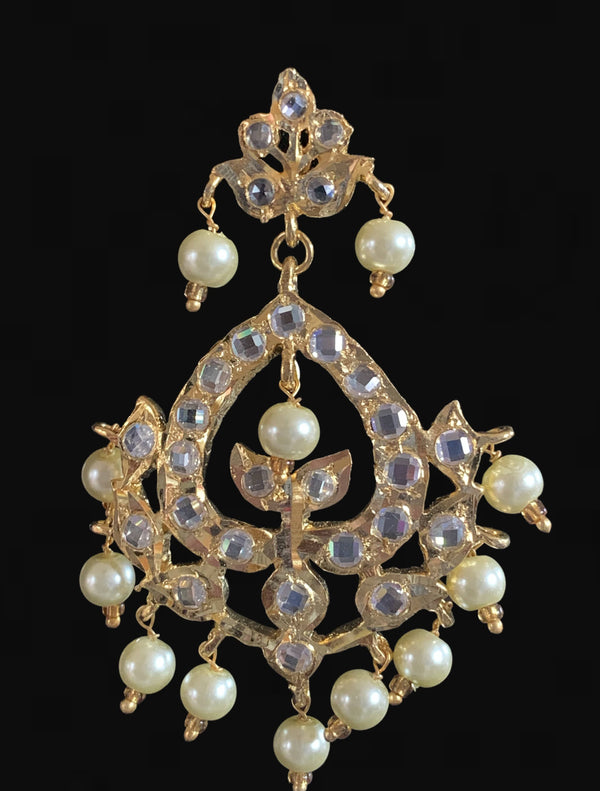 DER543 Dina hyderabadi  Chandbali with golden pearls ( MADE ON ORDER )