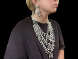 SAT76 Farmana three layer Hyderabadi  necklace with earrings ( READY TO SHIP )