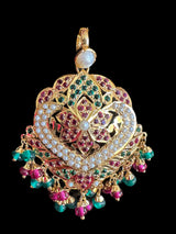 Ruby emerald  gold plated silver pendant set  ( READY TO SHIP )