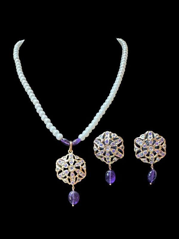 PS335  pendant set with amethyst beads ( READY TO SHIP )