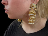 DER506 Mya  gold plated jhumka earrings - pearls  ( SHIPS IN 4 WEEKS )