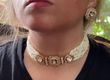 C252 mother of pearl choker with earrings ( READY TO SHIP )