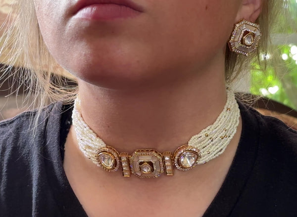 C252 mother of pearl choker with earrings ( READY TO SHIP )