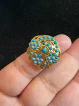 Turquoise Gold-Plated Silver Ring – Handcrafted Feroza Elegance ( READY TO SHIP )