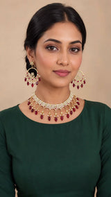 Mahjabeen Traditional Ruby Quartz Chandbali Choker Set – Gold Plated Polki Jewelry ( READY TO SHIP )