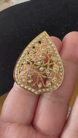 Gold-Plated 92.5 Silver Freshwater Pearl Adjustable Ring ( READY TO SHIP )