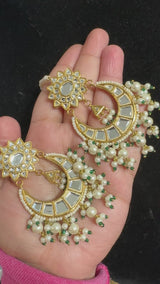 DER749  Deepa dangler earrings in kundan with pearls   ( READY TO SHIP )