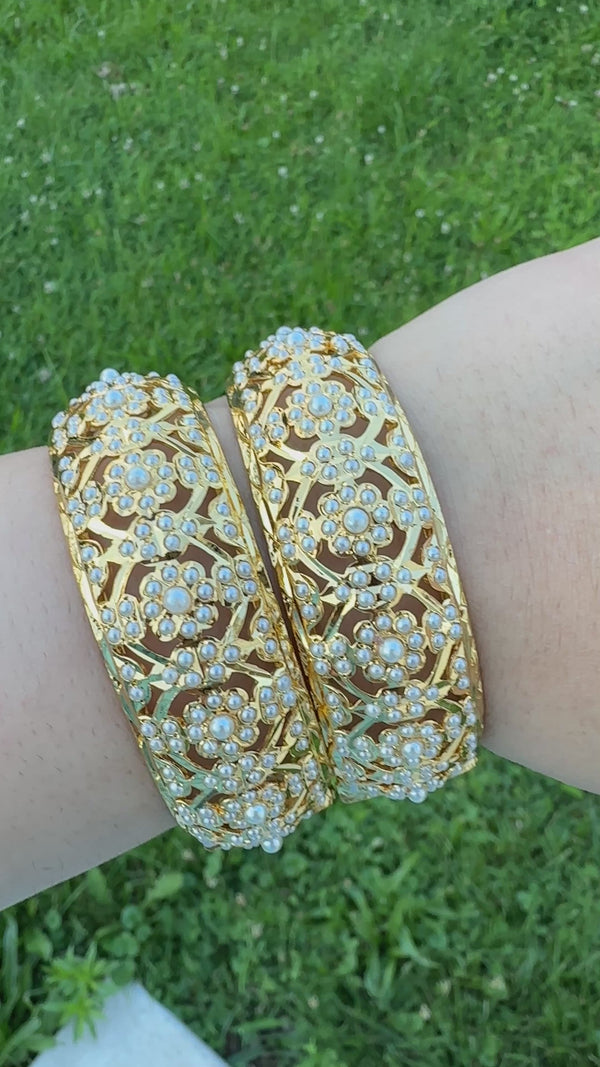 B5 Shibra bangles in pearls one pair   ( READY TO SHIP )