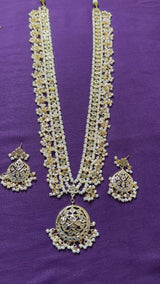 DLN116 Meena barfi  rani haar in fresh water pearls ( READY TO SHIP )