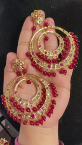 DER772 USHA overzied chandbali earrings - Ruby   (READY TO SHIP )