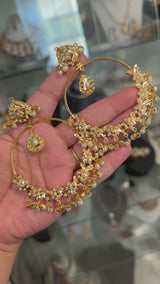 ERS8 Mukti jadau chandbali earrings - pearls  ( READY TO SHIP )