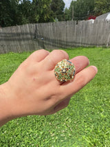 Emerald & Sapphire Delicate Gold-Plated Ring – Adjustable | 92.5 Silver & Freshwater Pearls ( READY TO SHIP )