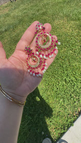 Ruby pearl gold plated silver chandbali earrings ( READY TO SHIP )