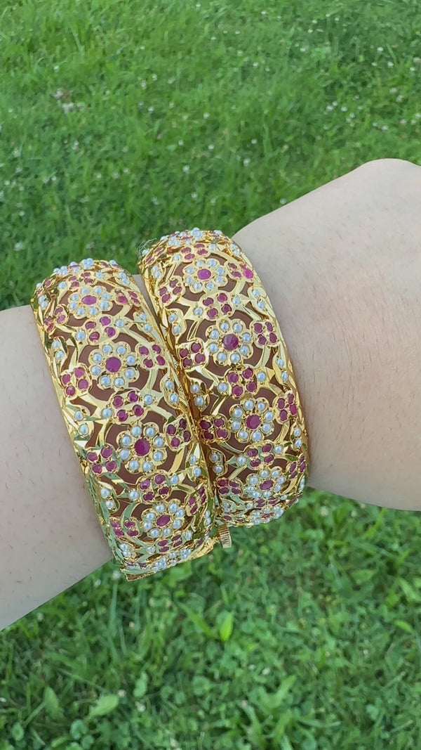 B8 Shibra bangles in ruby  one pair   ( READY TO SHIP  )