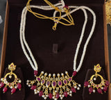 PS558 Hyderabadi / Nizami tirmani in fresh water pearls with chandbali( READY TO SHIP )