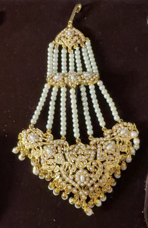 DJHR153 Wafa jadau jhoomar in pearls ( READY TO SHIP )