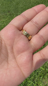 Ruby, sapphire and pearls ring in gold plated silver - adjustable ( READY TO SHIP )