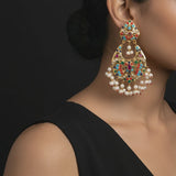 DER178 Panchi high quality Hyderabadi chandbali in navratan  ( READY TO SHIP )