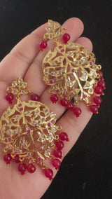 DER79 Aryana gold plated earrings in ruby     (READY TO SHIP)