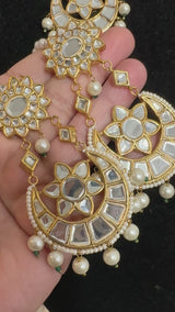 C546 Gold plated kundan Aad choker with earrings ( READY TO SHIP )