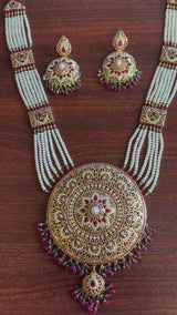 Madhavi rani haar in ruby emeralds in silver