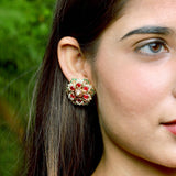 Multicolored Jadau Studs in Gold Plated Silver ER 150