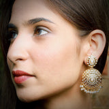 Pearl Jadau Earrings in Gold Plated Silver ER 025